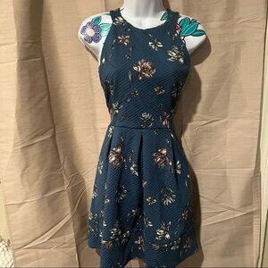 Xhilaration Blue Floral A Line Dress